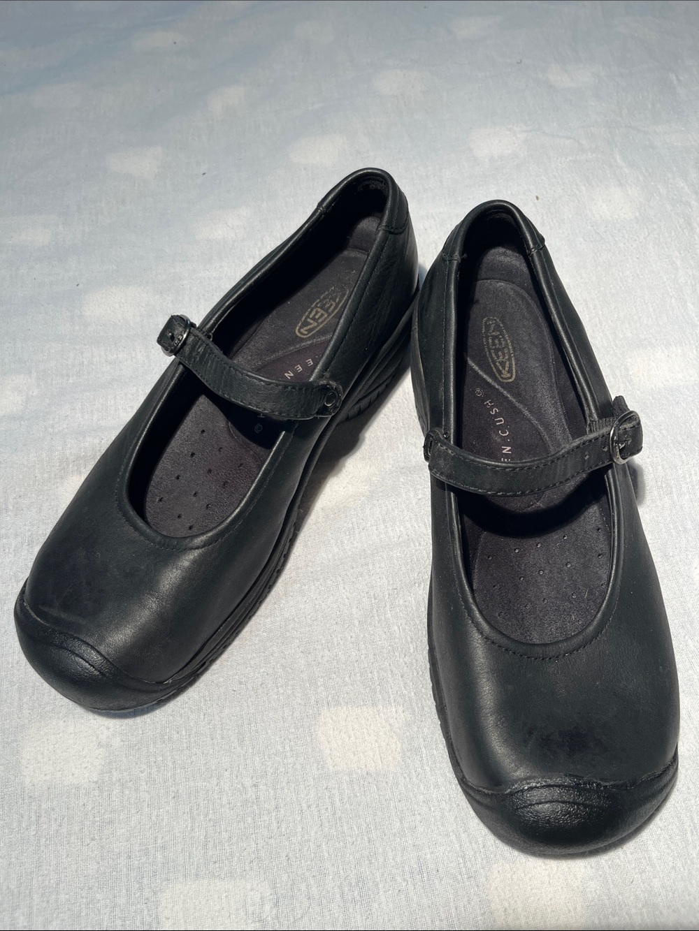 Keen Black Leather Mary Jane’s w/ Buckled Straps & Slip Resistant Soles - Size 9